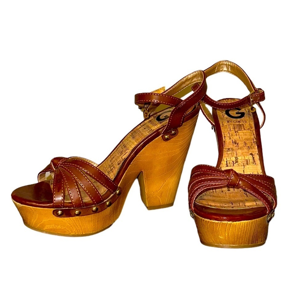 Guess Wedge Heels Cognac Caramel - Picture 1 of 7